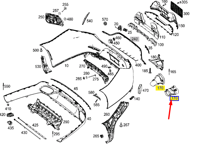 new mercedes-benz cls c257 amg rear right tail pipe cover a2574907200 original