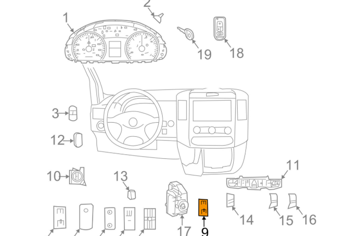NEW MB SPRINTER W906 INSTRUMENT PANEL ROCKER SWITCH BUTTON A0095454007 ORIGINAL