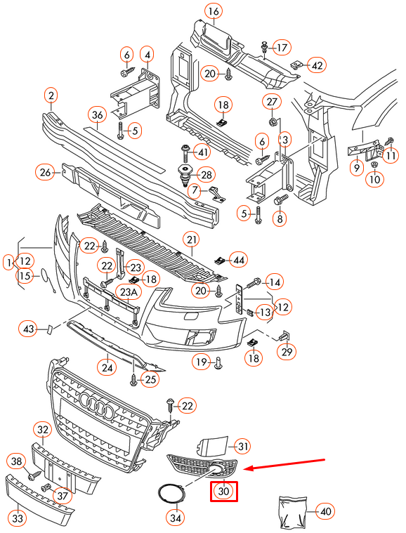 NEW AUDI A4 B8 FRONT BUMPER RIGHT VENT GRILLE 8K0807682B01C ORIGINAL