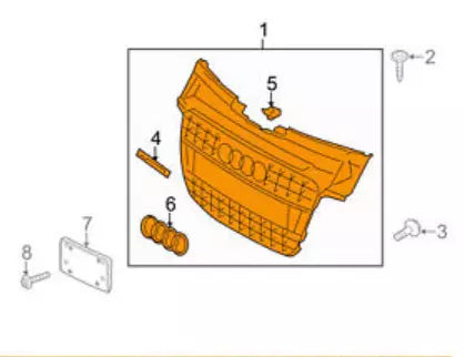 NEW AUDI A5 S F5A FRONT BUMPER RADIATOR GRIILE 8T0853651E1QP ORIGINAL