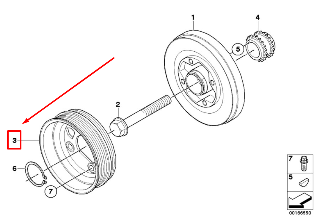 new bmw 7 f01,f02 belt drive vibration damper pulley 7570264 11287570264