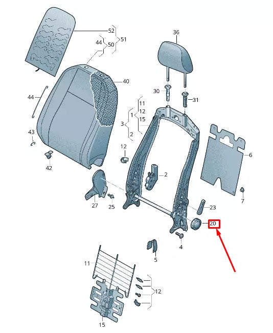 NEW VW ARTEON 3H7 FRONT LEFT SEAT BACKREST ROTTARY KNOB 5G4881671AZA2