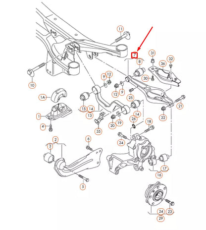 NEW AUDI A1 8X REAR LOWER WISHBONE CONTROL ARM 1K0505311AB ORIGINAL