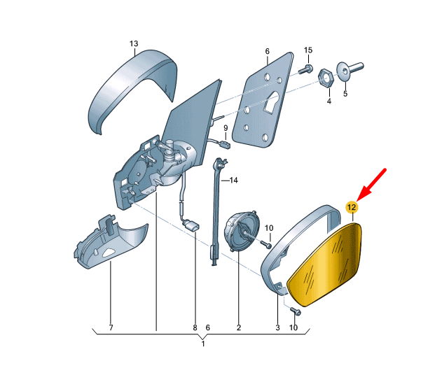 NEW VOLKSWAGEN UP FRONT RIGHT DOOR MIRROR CONVEX GLASS LHD 6R0857522F ORIGINAL