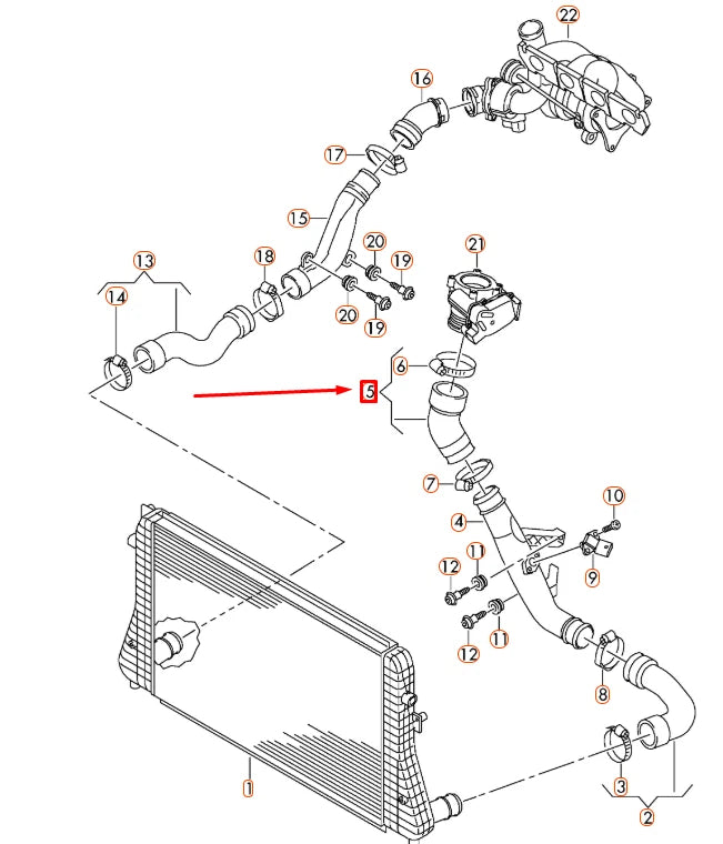 NEW AUDI TT 8J CHARGE AIR COOLER PRESSURE HOSE 1K0145838AE ORIGINAL