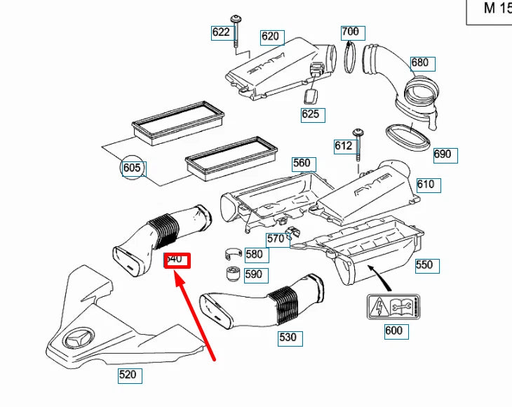 NEW MERCEDES-BENZ CL C216 AMG RIGHT AIR INTAKE HOSE A1560941882 ORIGINAL