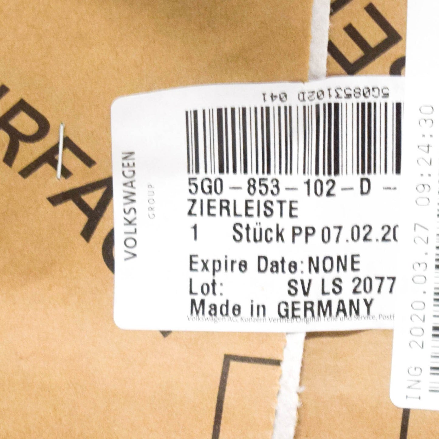 NEW VW GOLF R MK7 5G FRONT BUMPER RIGHT OUTER MOLDING 5G0853102D041 ORIGINAL