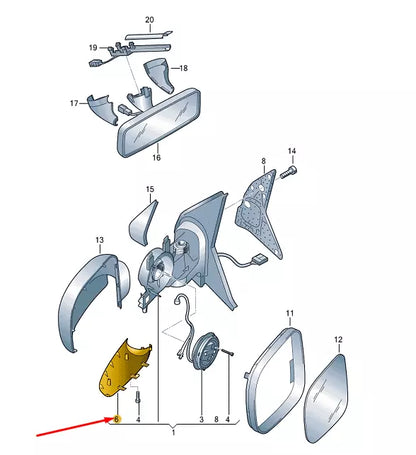 NEW VW CADDY 2K FRONT RIGHT DOOR MIRROR LOWER TRIM LHD 7E18576049B9 ORIGINAL