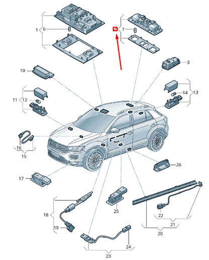 NEW VOLKSWAGEN T-ROC A11 REAR INTERIOR READING LIGHT 2GA947290DNR ORIGINAL