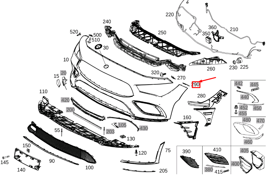 NEW MB CLA C118 FRONT BUMPER RIGHT UPPER MOUNTING RAIL A1188850301 ORIGINAL