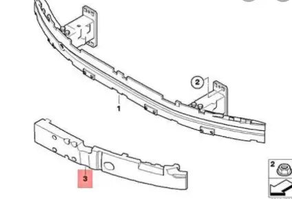 NEW BMW 5 E60 FRONT IMPACT REINFORCEMENT BAR RIGHT FOAM M 51117896590 ORIGINAL