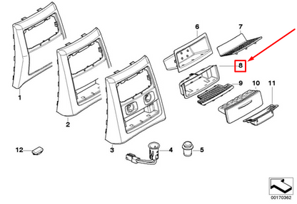 new bmw 3 e90 rear center console storage cubby 7154481 51167154481 original
