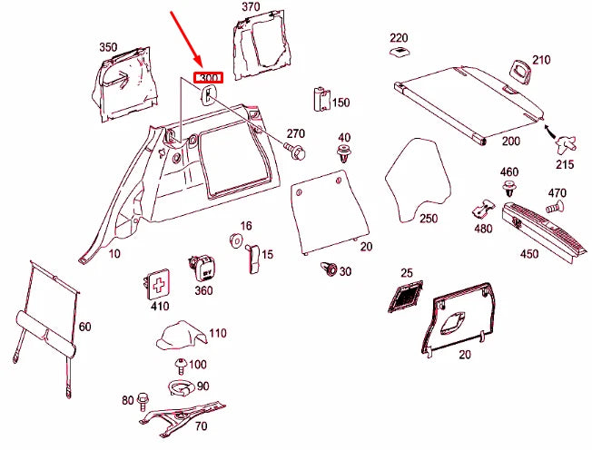 NEW MB ML W164 TRUNK ROLLER BLIND COVER MOUNT LEFT A16469201289051 ORIGINAL