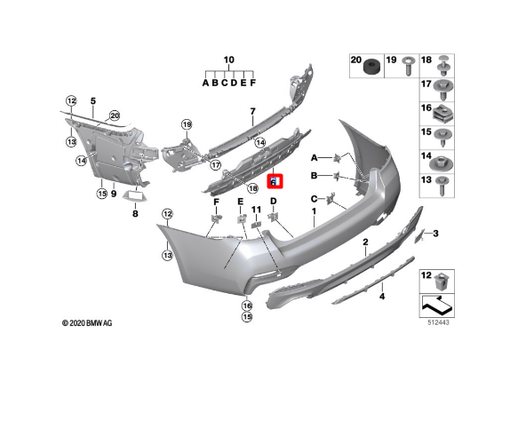 new bmw 5 g30 rar exhaust support 51128098702 original