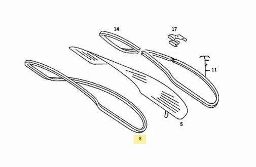NEW MERCEDES BENZ S W126 REAR WINDOW GLASS WEATHERSTRIP SEAL A1266700239