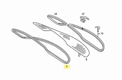 NEW MERCEDES BENZ S W126 REAR WINDOW GLASS WEATHERSTRIP SEAL A1266700239