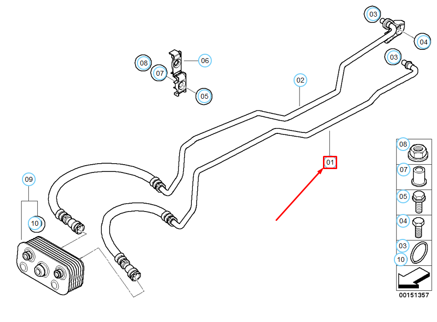 new bmw z4 e85 oil cooler hose pipe inlet 17227577645 7577645 original