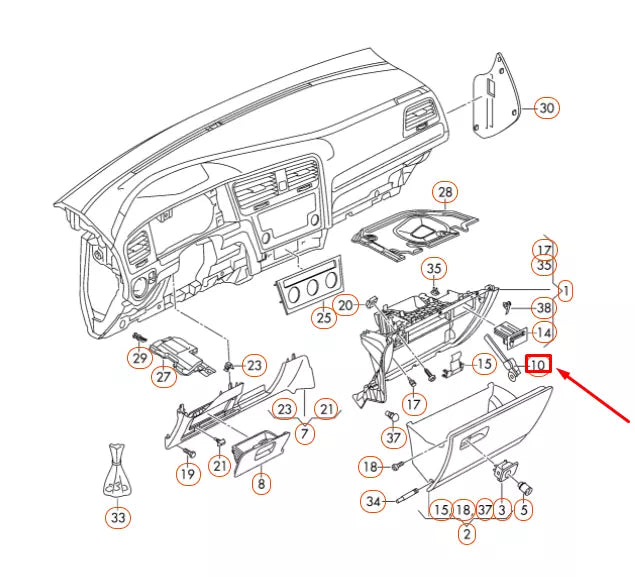 NEW VOLKSWAGEN GOLF 5G MK7 GLOVE BOX BRAKE ELEMENT LHD 5G1858309 ORIGINAL