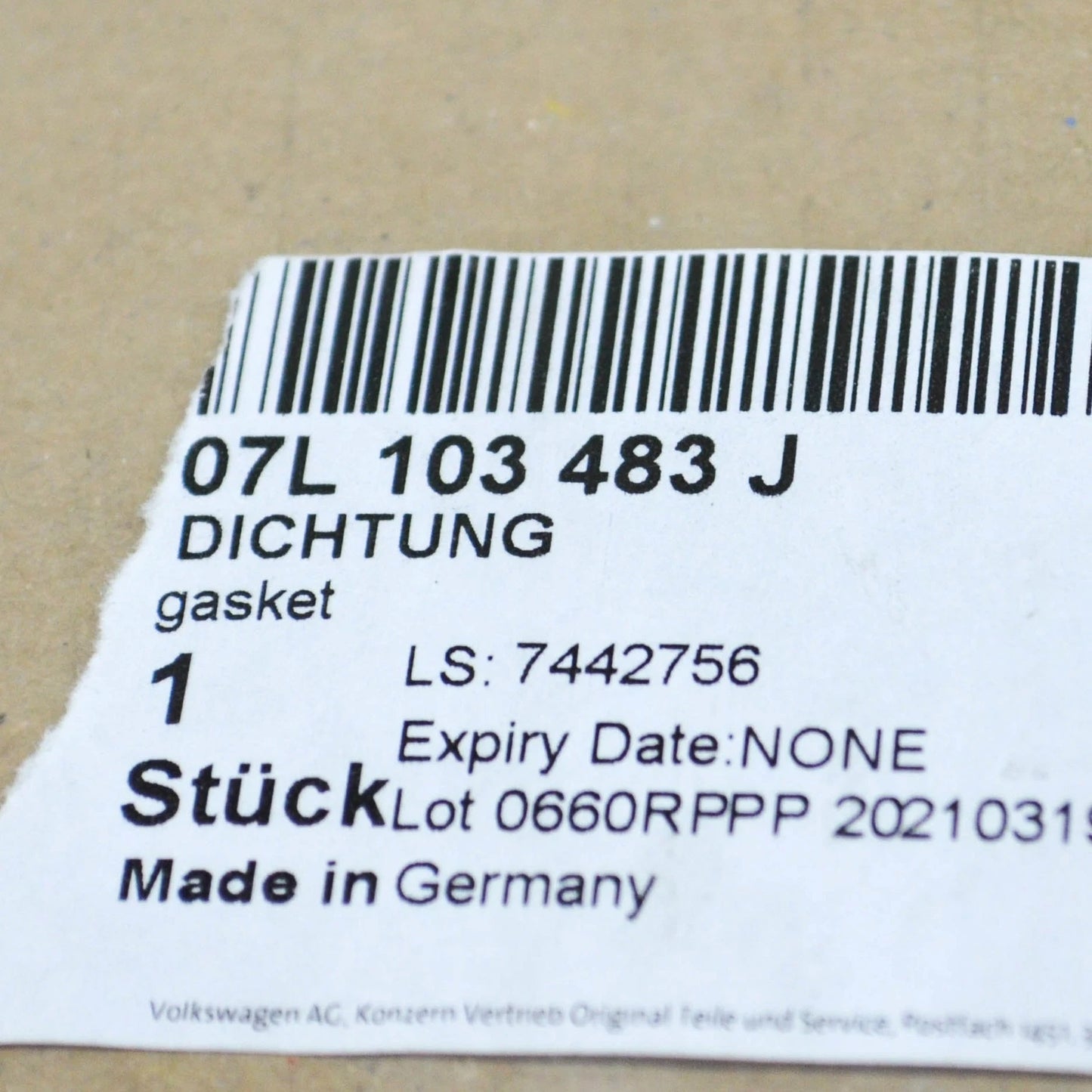 NEW AUDI A6 C6 LEFT VALVE COVER GASKET SEAL 07L103483J
