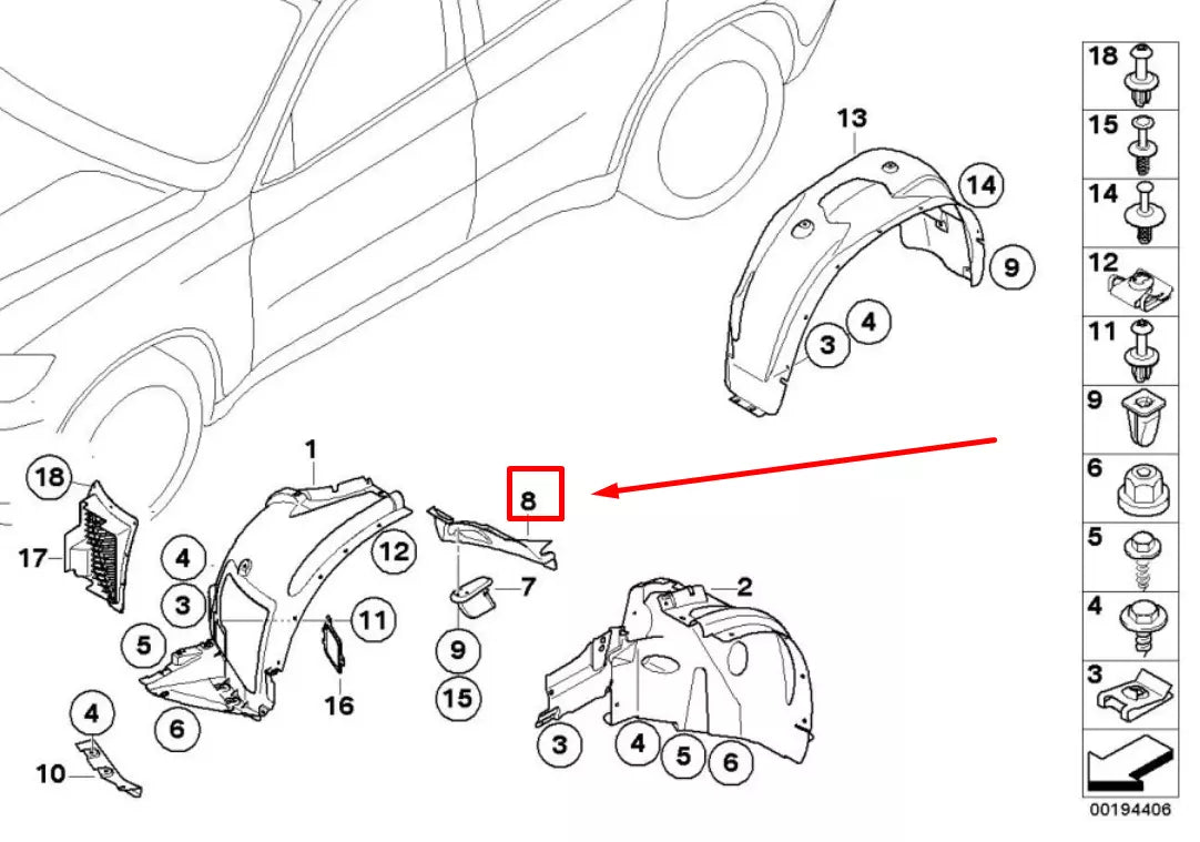 NEW BMW X5 E70 FRONT RIGHT SUPLEMENTARY WHEEL HOUSING 7325402 51717325402