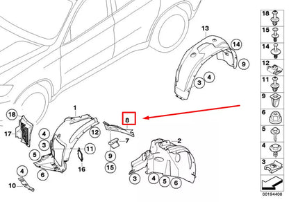 NEW BMW X5 E70 FRONT RIGHT SUPLEMENTARY WHEEL HOUSING 7325402 51717325402