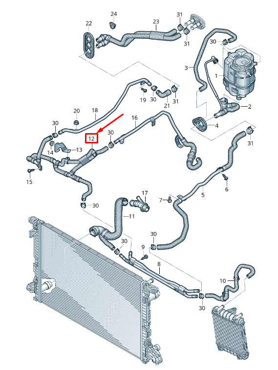 new audi tt fv engine coolant hose 8w2121609d original