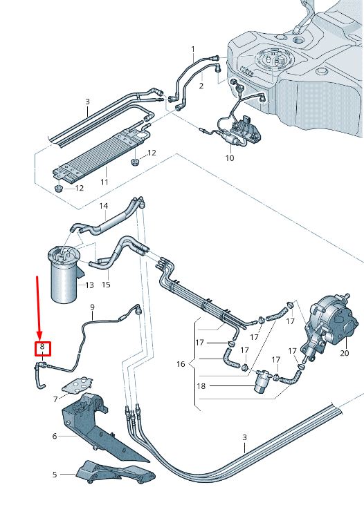 new vw cc 35 fuel line 3c0201418a original