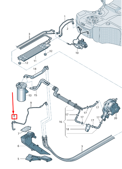 new vw cc 35 fuel line 3c0201418a original