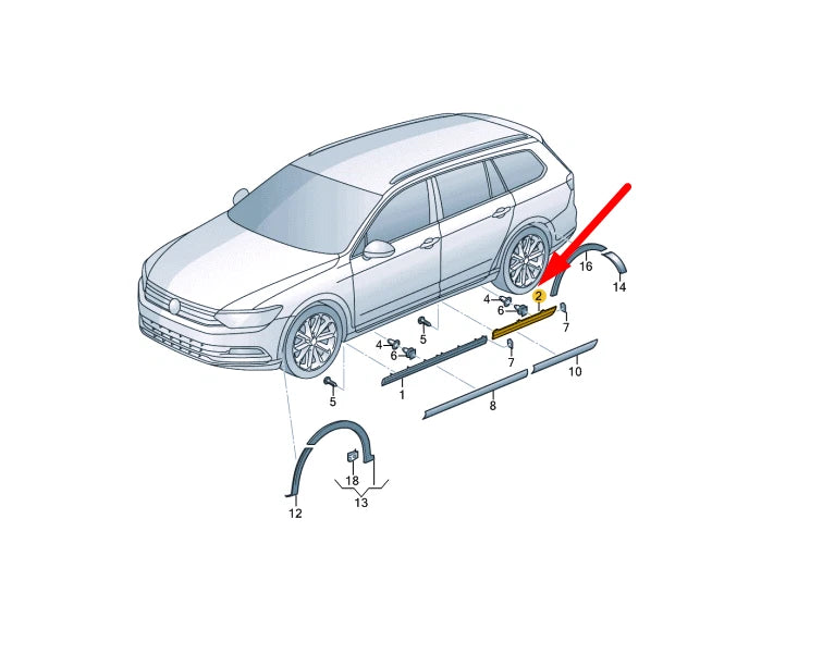 NEW VW PASSAT VARIANT B8 3G5 REAR LEFT DOOR COVER TRIM 3G0854901EMI1