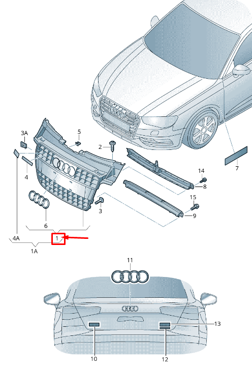 new audi a4 avant b8 radiator grille 8k0853651k1rr 8k0853651k 1rr original