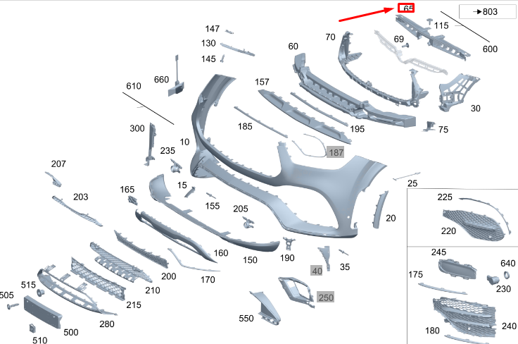 new mercedes-benz gle w167 front bumper central stiffener a1678859302 original