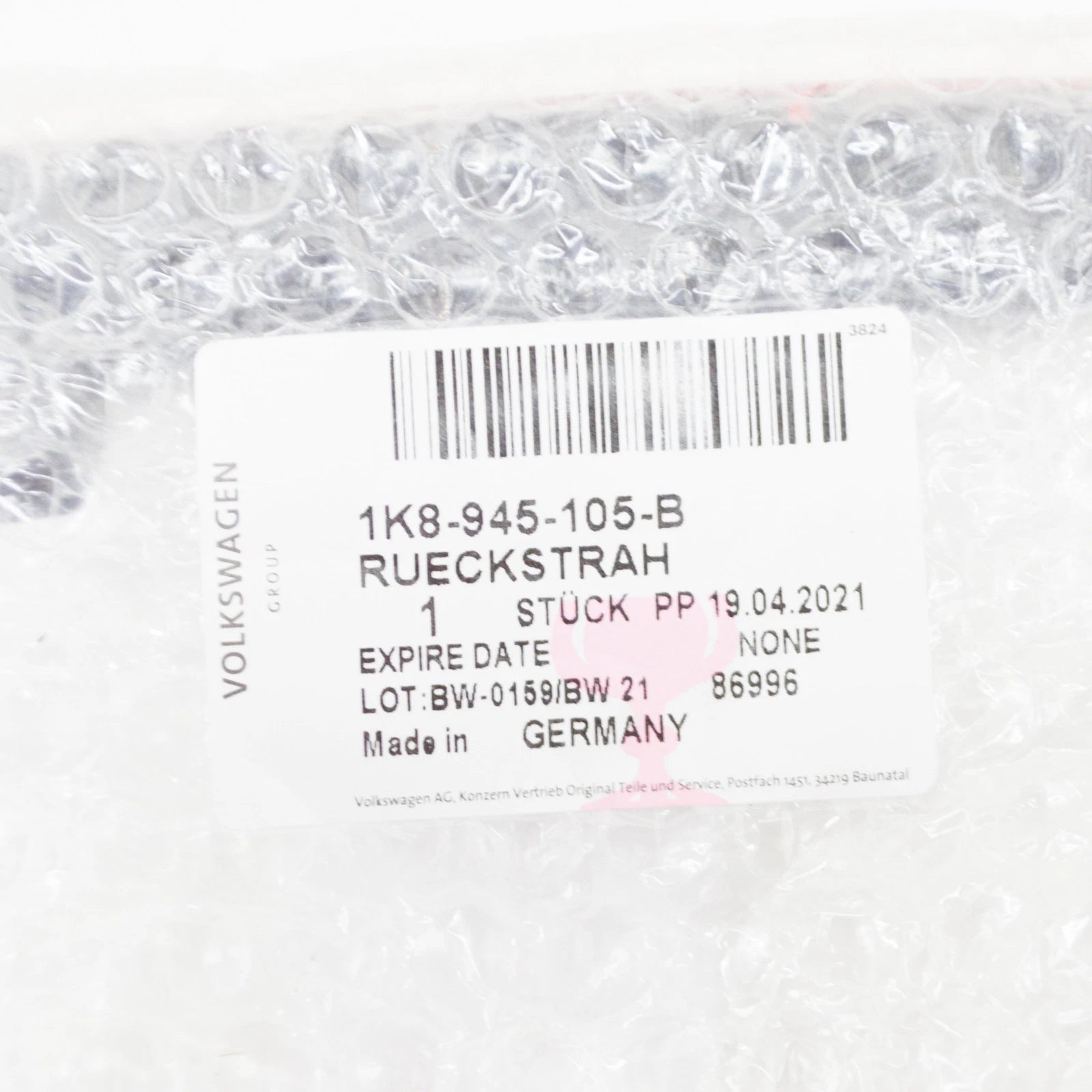 NEW VOLKSWAGEN SCIROCCO REAR BUMPER LEFT REFLECTOR 1K8945105B 2011 ORIGINAL