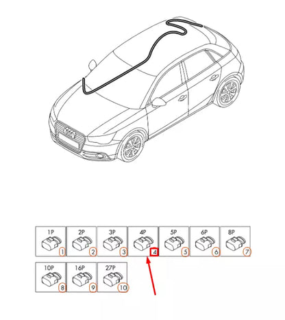 NEW AUDI A1 MK1 FLAT CONTACT HOUSING 4 PIN BLACK 3B0972722 ORIGINAL