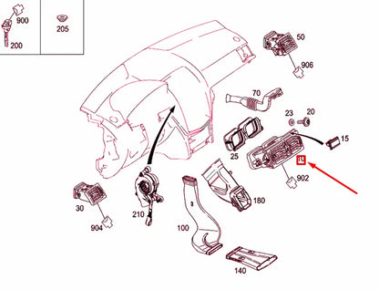 NEW MB C W204 INSTRUMENT PANEL CENTRAL AIR NOZZLE A20483041549116 ORIGINAL