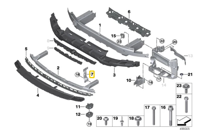 NEW BMW 8 G15 FRONT BUMPER CARRIER LEFT CONNECTION 51117478183 ORIGINAL