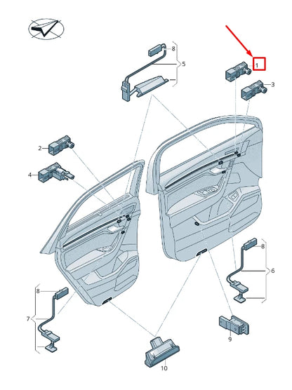 NEW VW TOUAREG CR FRONT DOOR TRIM PANEL LED MODULE 760947581
