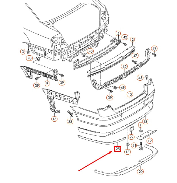 NEW VOLKSWAGEN PASSAT B6 REAR BUMPER RIGHT CHROME TRIM 3C5807460B2ZZ ORIGINAL