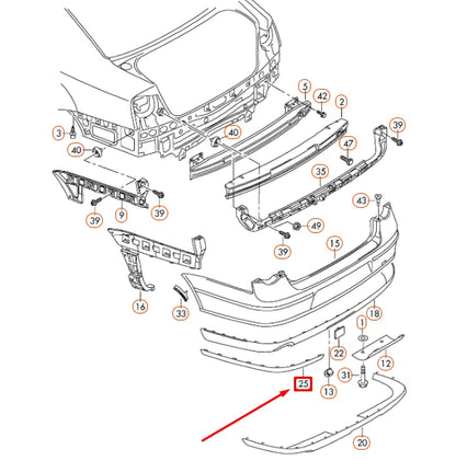 NEW VOLKSWAGEN PASSAT B6 REAR BUMPER RIGHT CHROME TRIM 3C5807460B2ZZ ORIGINAL