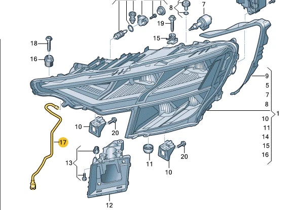 NEW AUDI Q8 FRONT LEFT HEADLIGHT VENTING TUBE PIPE 4M8941718 ORIGINAL