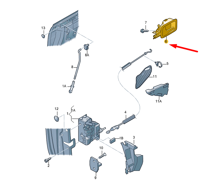 NEW AUDI A3 8P FRONT RIGHT INNER OPENING ACTUATOR HANDLE 8P3837020A4PK ORIGINAL