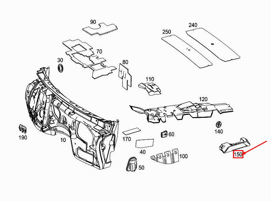 new mercedes-benz ml w166 bottom left b-pillar damping a1666828700 original