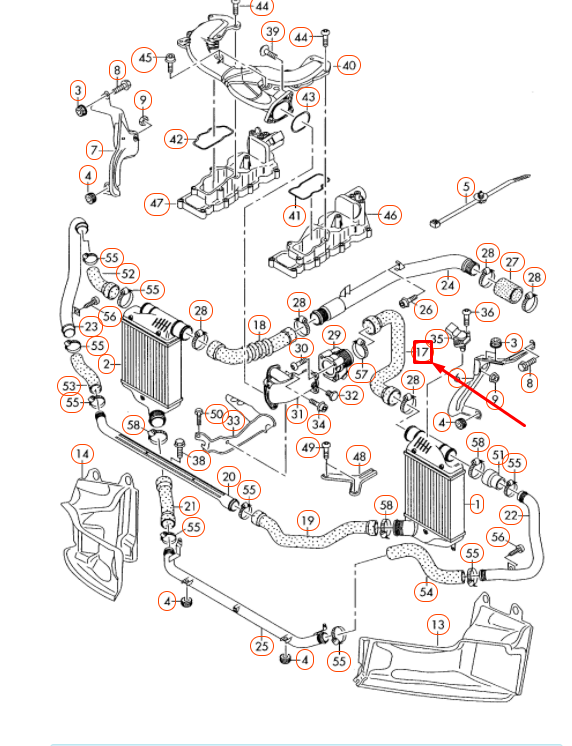 new audi a6 c6 left lower charge air cooler pressure hose 4f0145737k original