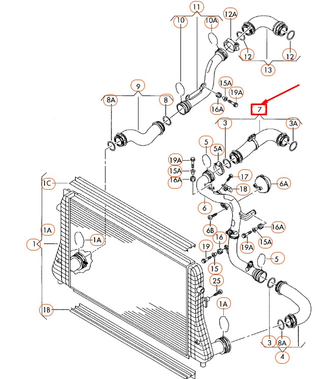 NEW AUDI A3 8P CHARGE AIR COOLER PRESSURE HOSE 1K0145838AG ORIGINAL