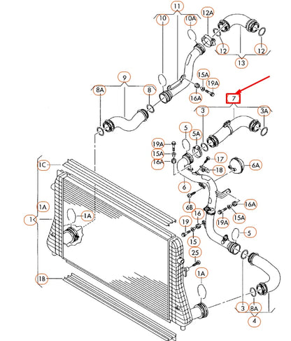 NEW AUDI A3 8P CHARGE AIR COOLER PRESSURE HOSE 1K0145838AG ORIGINAL