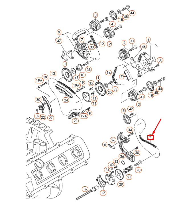 NEW AUDI A4 B7 LOWER CENTRE CAMSHAFT TIMING CHAIN 06E109465 ORIGINAL
