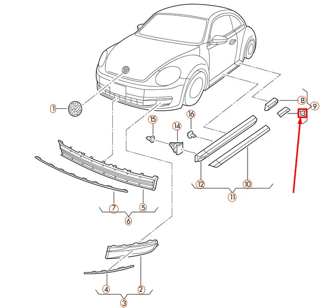 NEW VOLKSWAGEN BEETLE A5 REAR LEFT CHROME STRIP TRIM 5C5839379