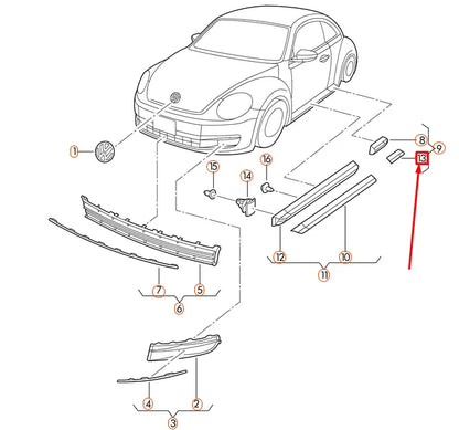 NEW VOLKSWAGEN BEETLE A5 REAR LEFT CHROME STRIP TRIM 5C5839379