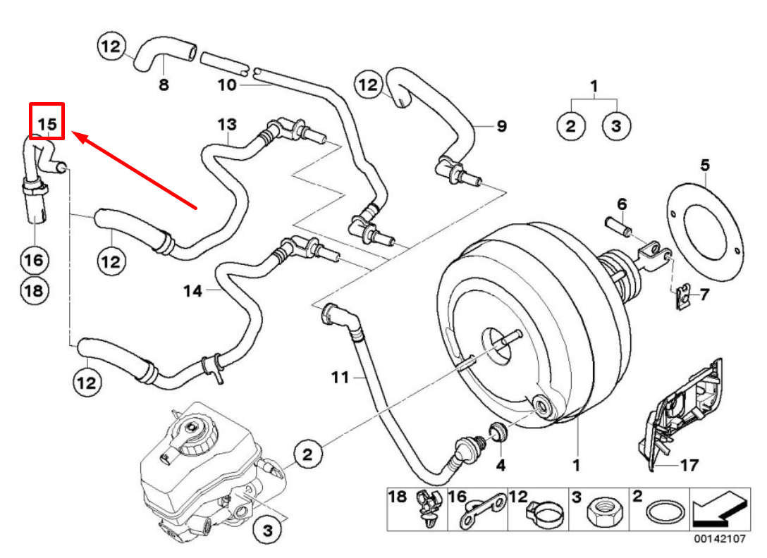 new bmw 3 e90 brake booster hose 34336769621 6769621 original