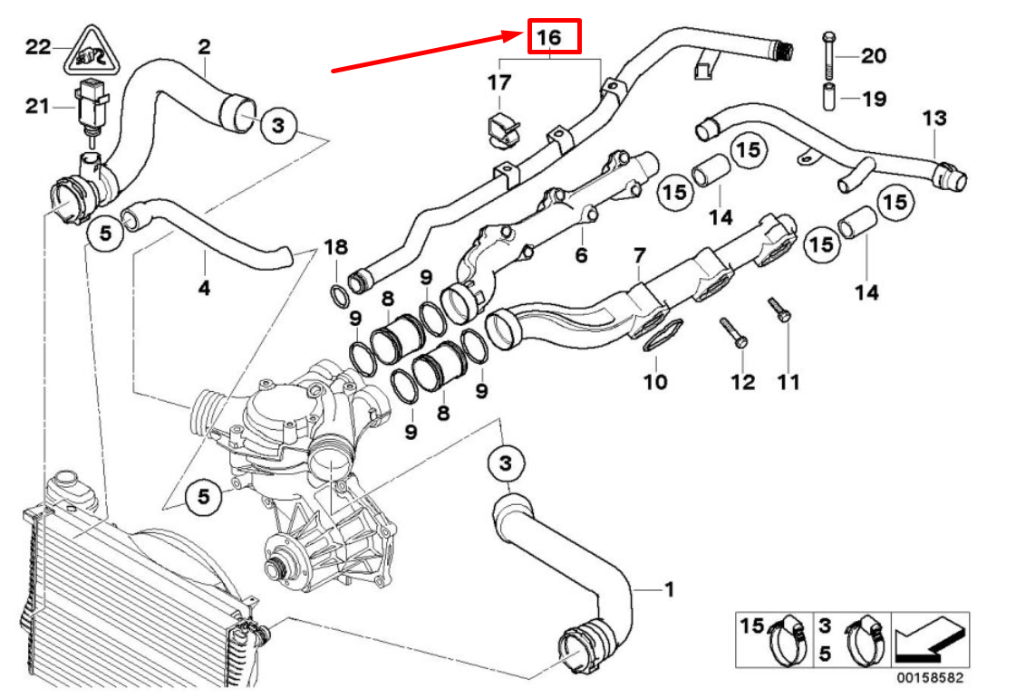 new bmw 5 e39 engine coolant bypass pipe 7830558 11537830558 original