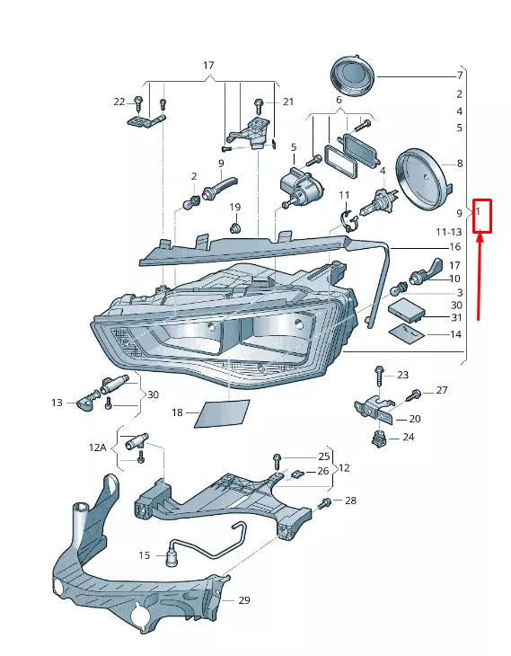 NEW AUDI A5 SPORTBACK 8T FRONT LEFT HEADLIGHT RHD 8T0941003BB ORIGINAL